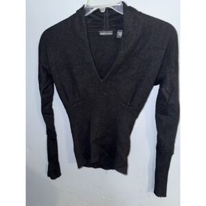 MODA International Women's Size S Black Cashmere Long-Sleeve V-Neck Sweater